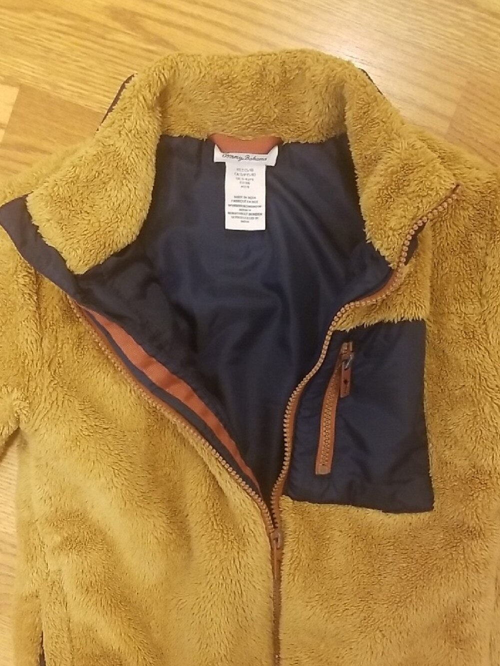 Tommy Bahama Kids Tan Plush Puffer Jacket with Dark Contrast Pocket - Picture 6 of 9
